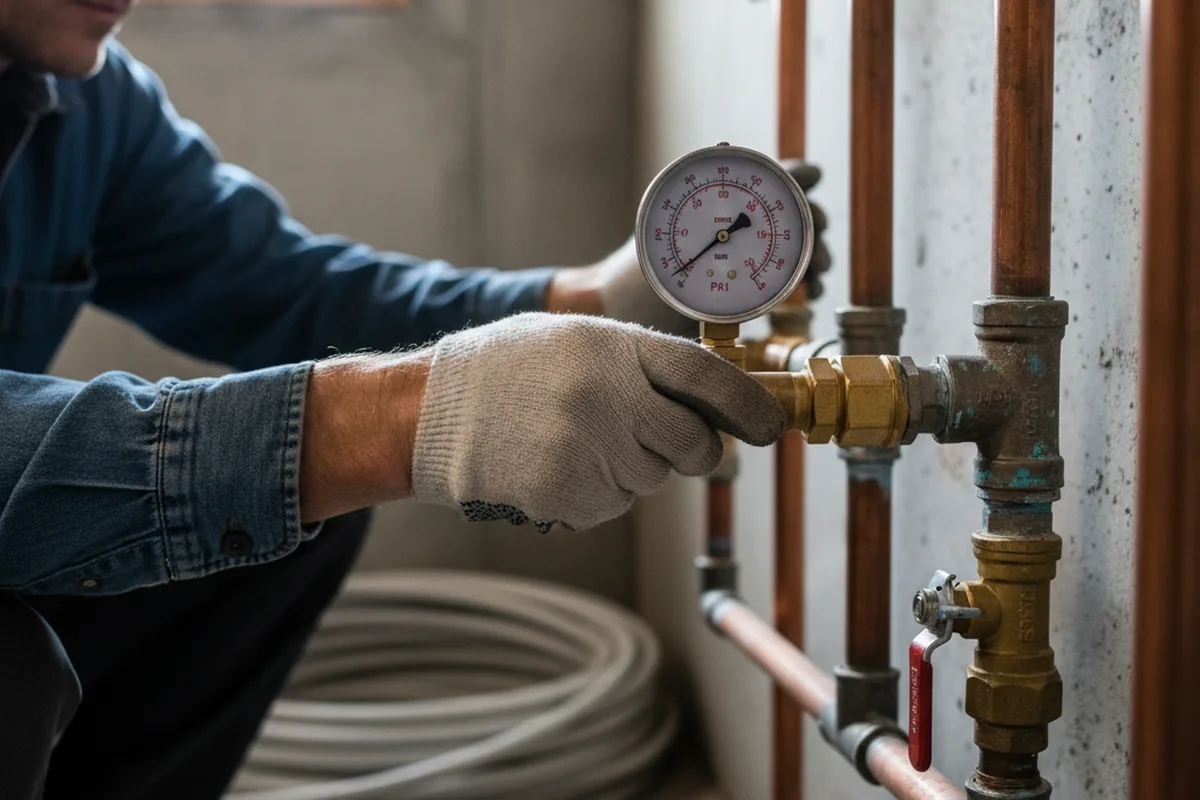 Pressure testing a repaired line during Water Line Repair in Ashfield
